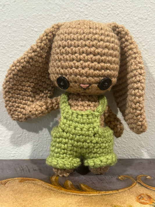 Crocheted Bunny Green Overalls