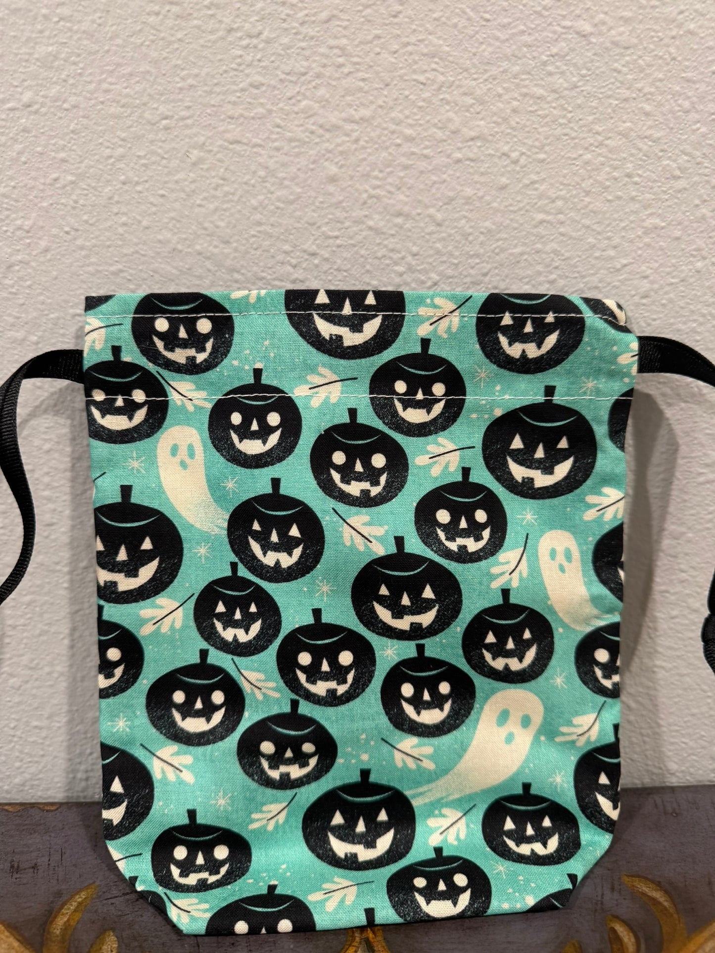 Large Blue Pumpkin Treat Bag (black drawstring)