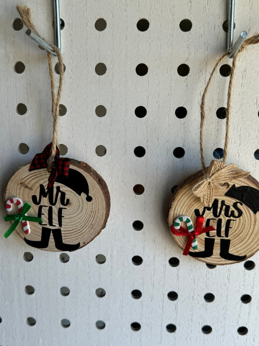 Mr. and Mrs. Elf Ornaments Set of 2