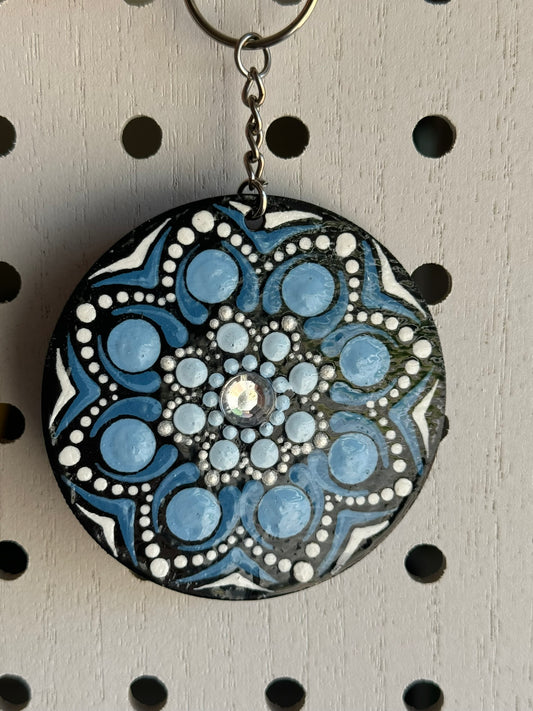 Mandala Keychain Blue with Jewel