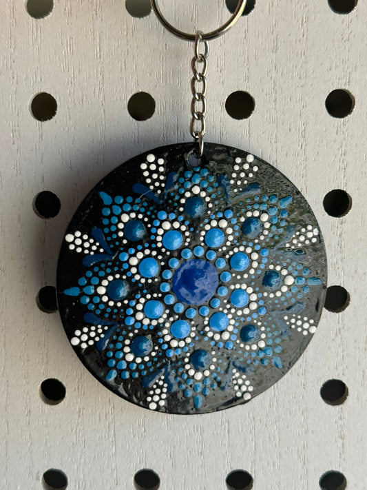 Mandala Keychain Blue Tones