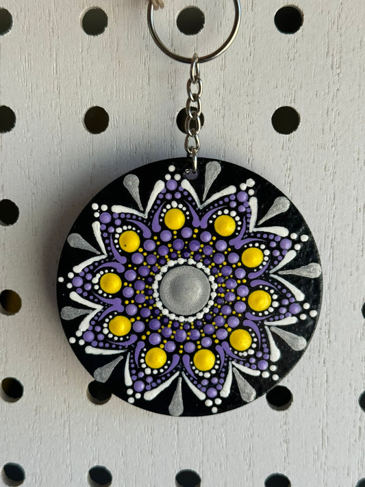 Mandala Keychain Purple/Yellow