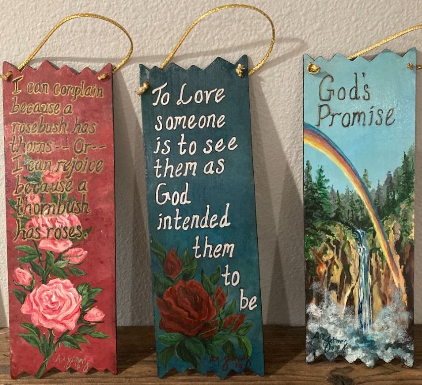 set of 3 hand painted faith signs